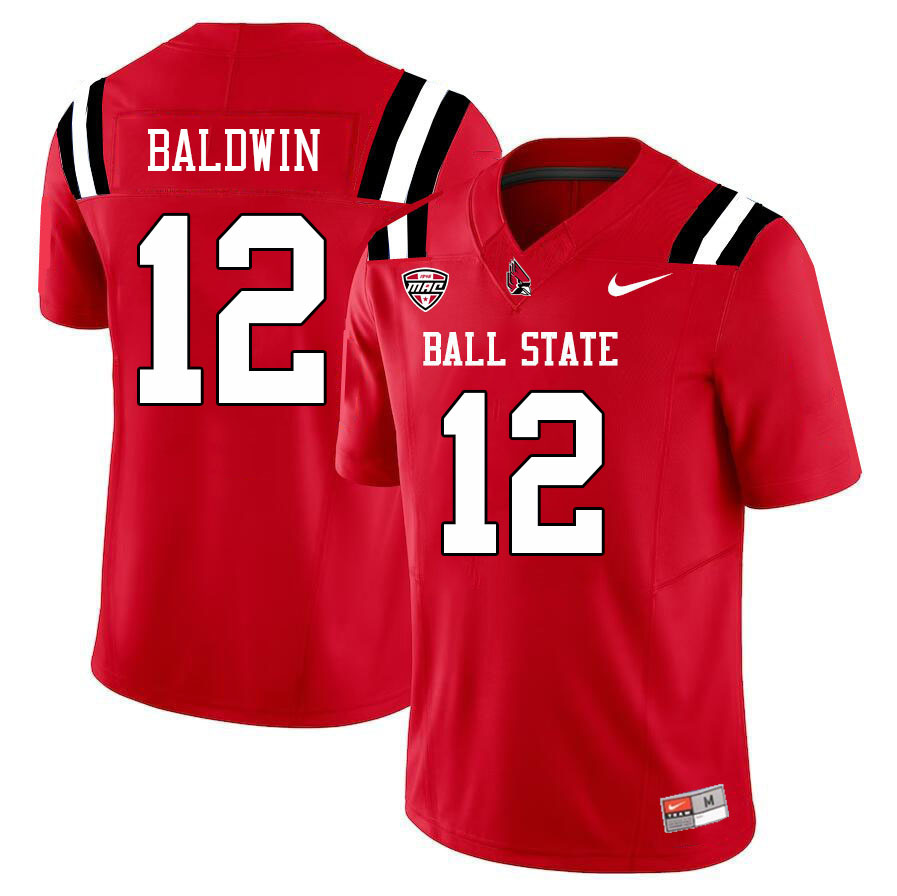 Ball State Cardinals #12 Thailand Baldwin College Football Jerseys Stitched Sale-Cardinal
